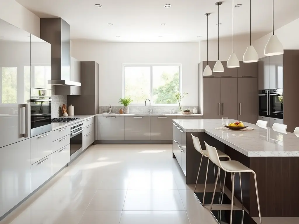 A modern kitchen with sleek cabinetry and state-of-the-art appliances, representing Homecraftpro's kitchen renovation service.